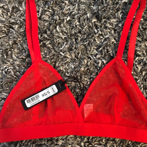 JOE’S JEANS SHEER MESH BRALETTE POPPY RED - Picture 2 of 3